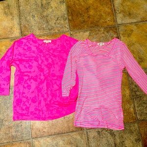 2 Pink 3/4 sleeve